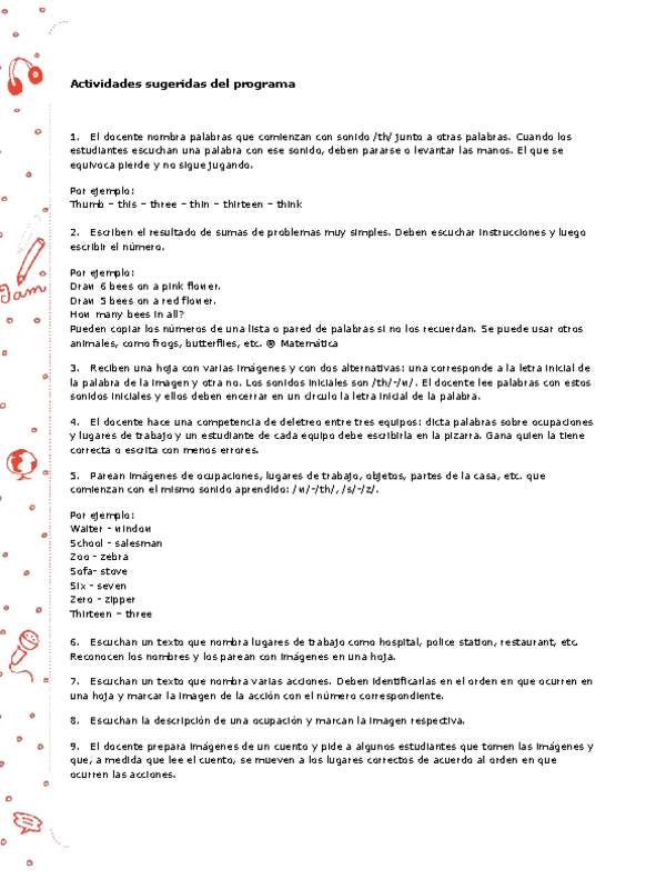 Actividades sugeridas Unidad 3