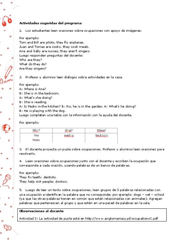 Actividades sugeridas Unidad 3