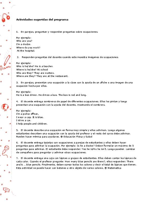 Actividades sugeridas Unidad 3