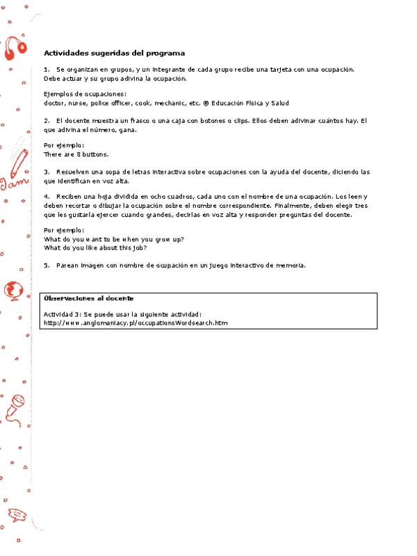 Actividades sugeridas Unidad 3