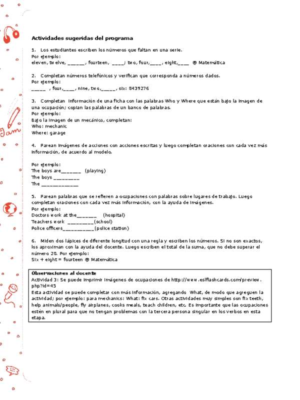 Actividades sugeridas Unidad 3