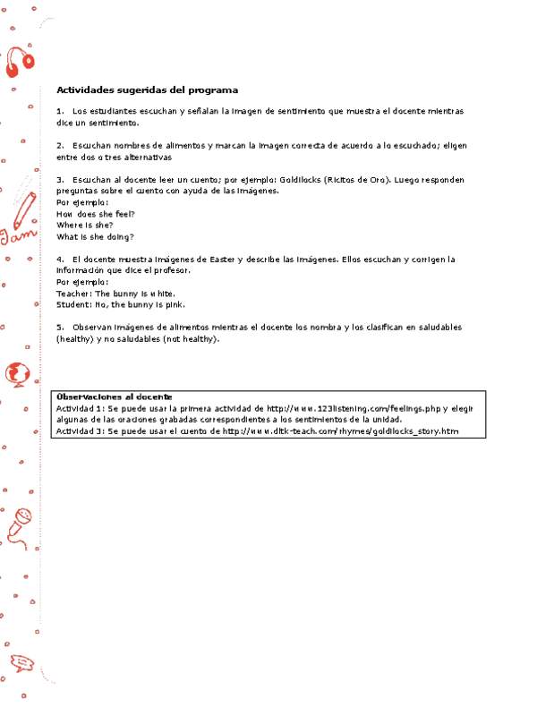 Actividades sugeridas Unidad 4