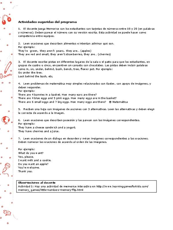 Actividades sugeridas Unidad 4