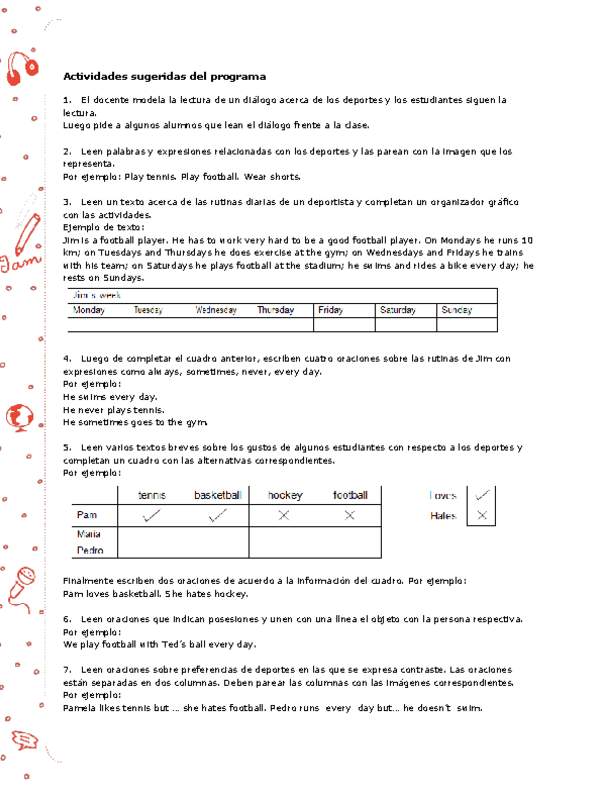 Actividades sugeridas Unidad 3