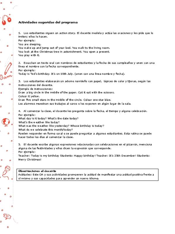 Actividades sugeridas Unidad 4