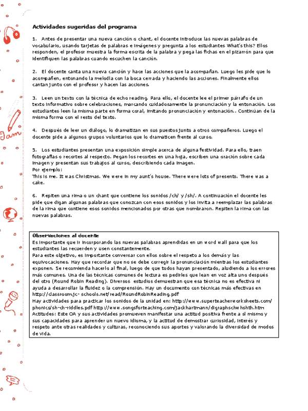 Actividades sugeridas Unidad 4