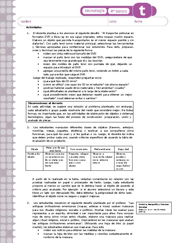Actividades sugeridas Unidad 3