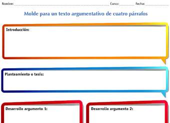 Molde para un texto argumentativo de cuatro párrafos