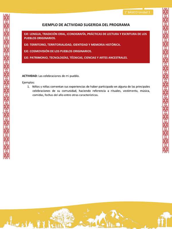 Actividad sugerida: LC01 - Colla - U3 - N°3: Las celebraciones de mi pueblo.