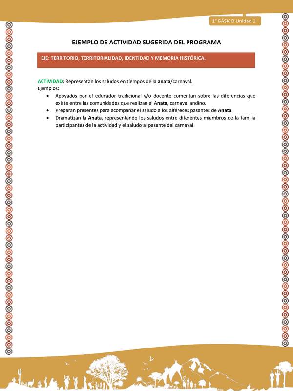Actividad sugerida LC01 - Aymara - U01 - N°16: : Representan los saludos en tiempos de la anata/carnaval
