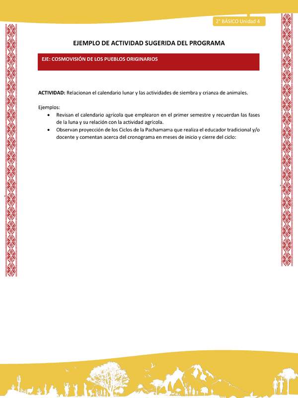 Actividad sugerida: LC02 - Colla - U4 - N°3: Relacionan el calendario lunar y las actividades de siembra y crianza de animales.