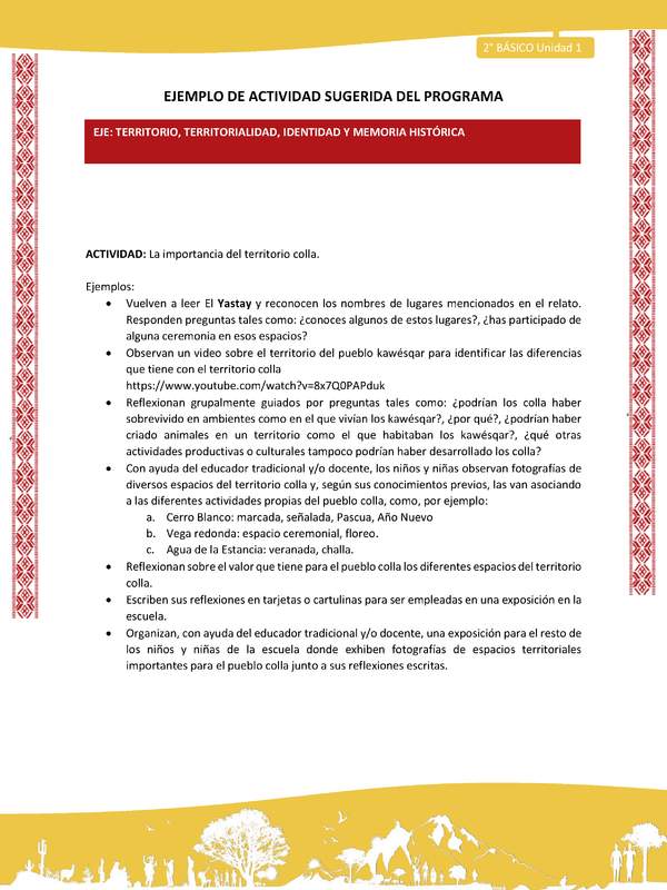 Actividad sugerida: LC02 - Colla - U1 - N°5: La importancia del territorio colla.