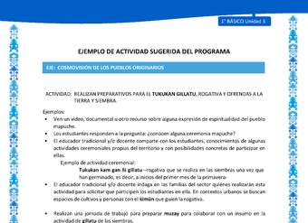 Actividad sugerida: LC01 - Mapuche - U3 - N°8: REALIZAN PREPARATIVOS PARA EL TUKUKAN GILLATU, ROGATIVA Y OFRENDAS A LA TIERRA Y SIEMBRA.