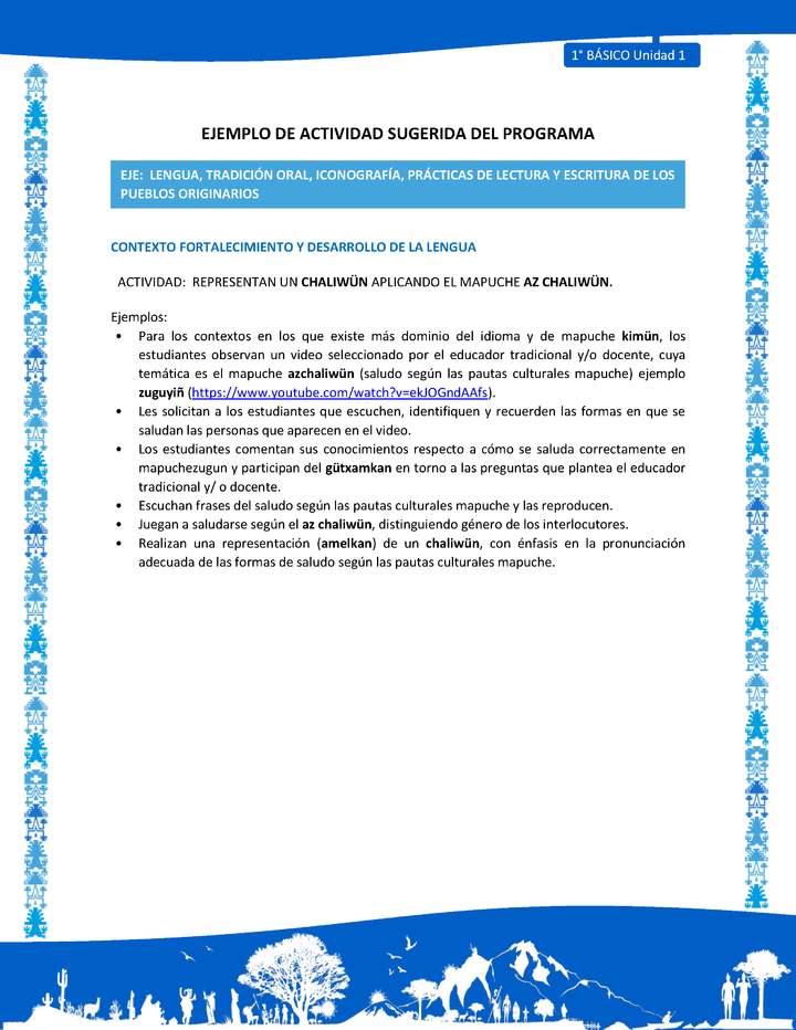 Actividad sugerida: LC01 - Mapuche - U1 - N°6: REPRESENTAN UN CHALIWÜN APLICANDO EL MAPUCHE AZ CHALIWÜN.