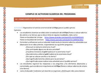 Actividad sugerida Nº 14 - LC01 - LS -15-AYM-U1-14-2B-ECO-Representan el sentido ceremonial de la k’illpa para el pueblo aymara.