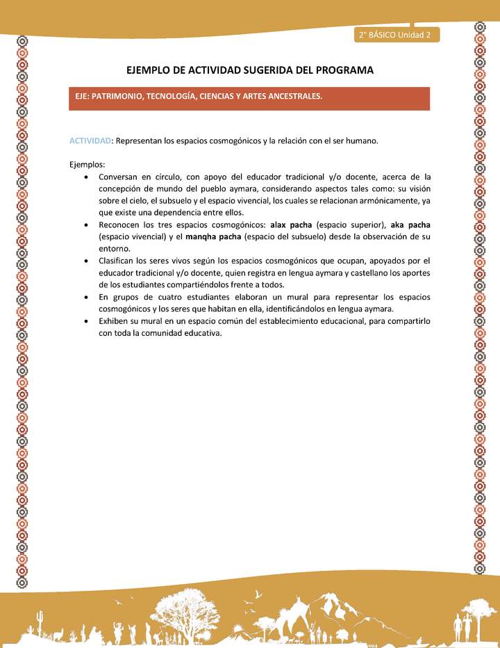 Actividad sugerida Nº 17- LC02 - AYM-U2-01-EP- Representan los espacios cosmogónicos y la relación con el ser humano.