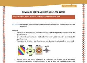 Actividad sugerida Nº 12- LC02 - AYM-U2-01-ET- Representan los símbolos culturales de su pueblo de origen y los presentan en una exposición.