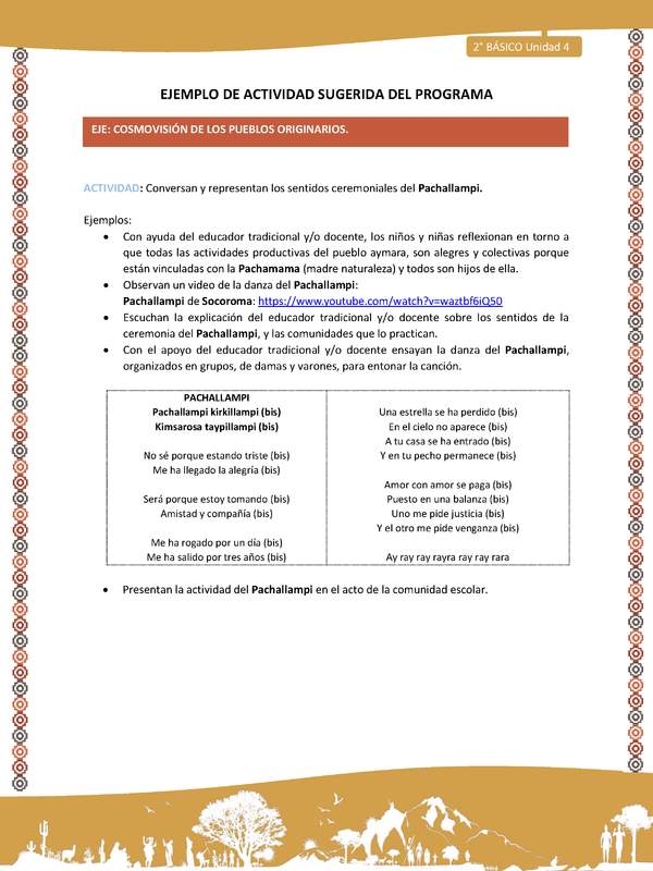 Actividad sugerida Nº 10- LC02 - AYM-U3-10-AYM-U4-10-2B-ECO-Conversan y representan los sentidos ceremoniales del Pachallampi.