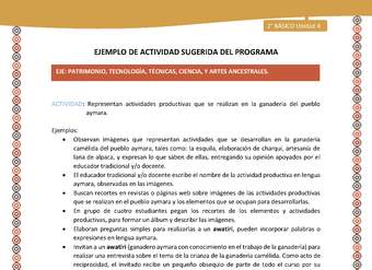 Actividad sugerida Nº 12- LC02 - AYM-U3-12-AYM-U4-12-2B- EP-Representan actividades productivas que se realizan en la ganadería del pueblo aymara.
