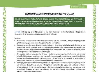 Actividad sugerida LC01 - Rapa Nui - U1 - N°16: Conocen y describen elementos de su patrimonio cultural.