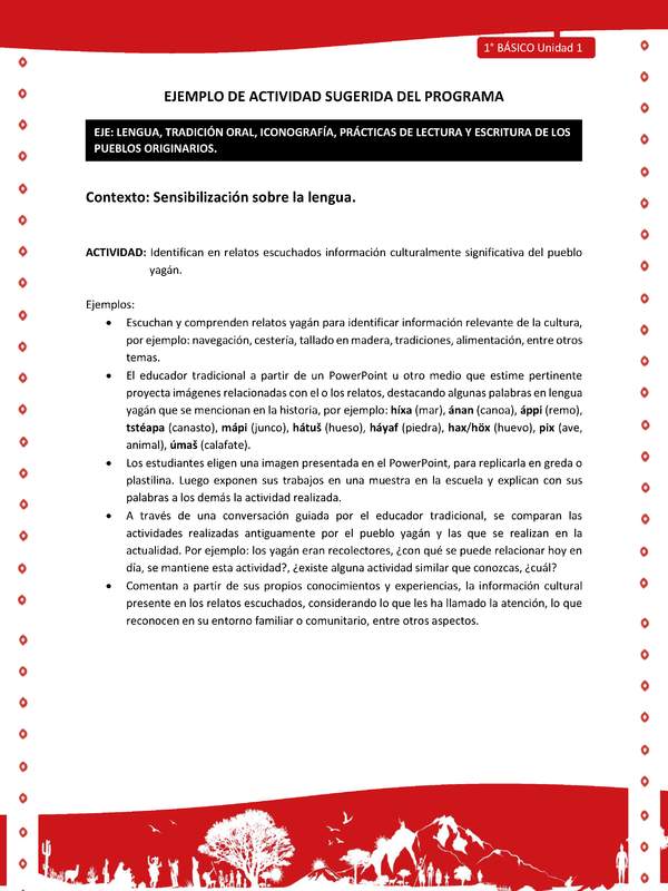 Actividad sugerida Nº 3- LC01 - YAG-U1-LS - Identifican en relatos escuchados información culturalmente significativa del pueblo yagán