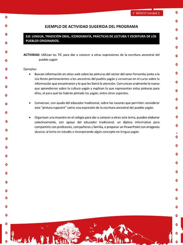 Actividad sugerida Nº 4- LC01 - YAG-U2-LR - Utilizan las TIC para dar a conocer a otras expresiones de la escritura ancestral del pueblo yagán