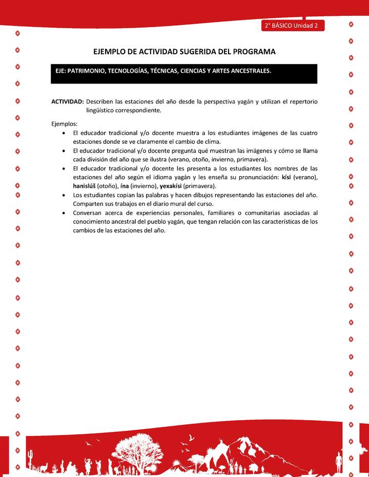 Actividad sugerida Nº 6 - LC02 - YAG-U2-EP - Describen las estaciones del año desde la perspectiva yagán y utilizan el repertorio lingüístico correspondiente