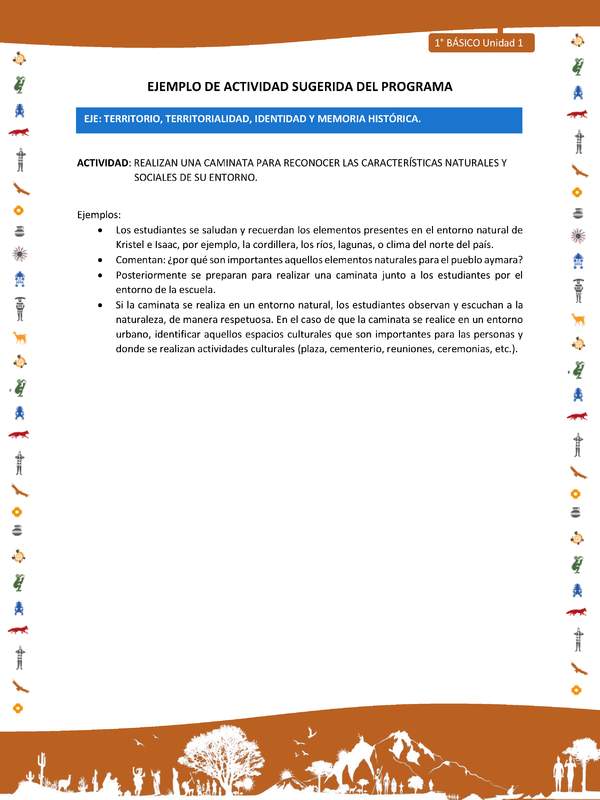 Actividad sugerida Nº 7- LC01 - INTERCULTURALIDAD-U1-ET - REALIZAN UNA CAMINATA PARA RECONOCER LAS CARACTERÍSTICAS NATURALES Y SOCIALES DE SU ENTORNO.