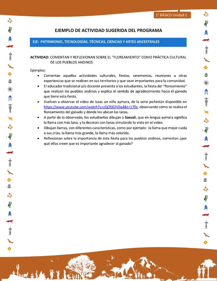 Actividad sugerida Nº 11- LC01 - INTERCULTURALIDAD-U1-EP - COMENTAN Y REFLEXIONAN SOBRE EL “FLOREAMIENTO” COMO PRÁCTICA CULTURAL DE LOS PUEBLOS ANDINOS