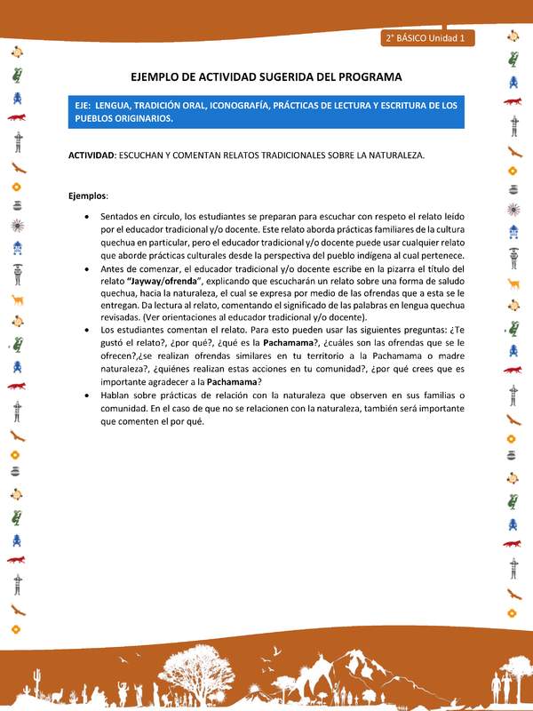 Actividad sugerida Nº 1- LC02 - INTERCULTURALIDAD-U1-LS - ESCUCHAN Y COMENTAN RELATOS TRADICIONALES SOBRE LA NATURALEZA