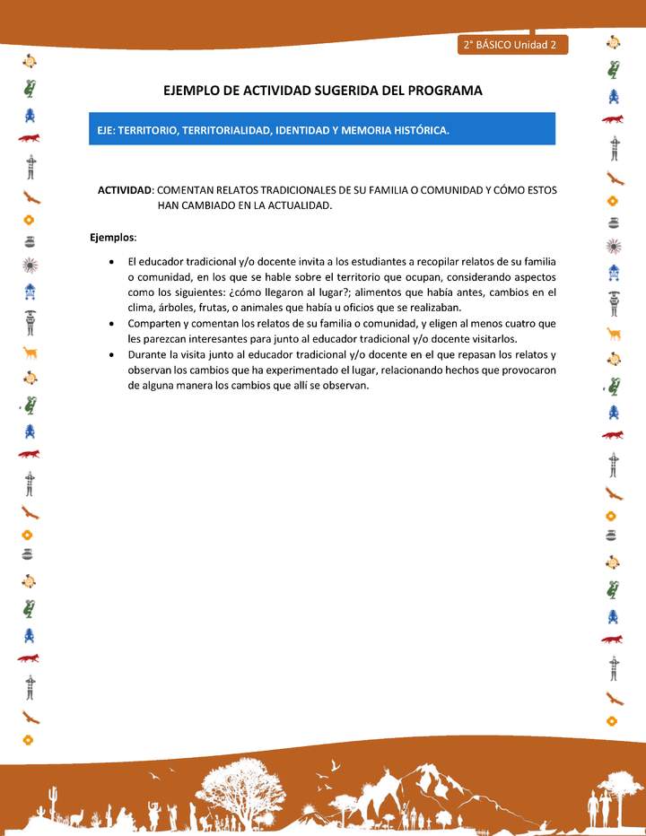 Actividad sugerida Nº 6- LC02 - INTERCULTURALIDAD-U2-ET - COMENTAN RELATOS TRADICIONALES DE SU FAMILIA O COMUNIDAD Y CÓMO ESTOS HAN CAMBIADO EN LA ACTUALIDAD.