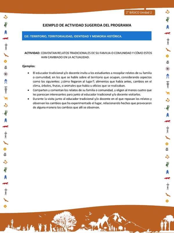 Actividad sugerida Nº 6- LC02 - INTERCULTURALIDAD-U2-ET - COMENTAN RELATOS TRADICIONALES DE SU FAMILIA O COMUNIDAD Y CÓMO ESTOS HAN CAMBIADO EN LA ACTUALIDAD.