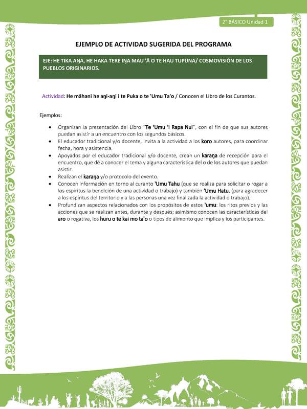 Actividad sugerida LC02 - Rapa Nui - U1 - N°18: Conocen el Libro de los Curantos.