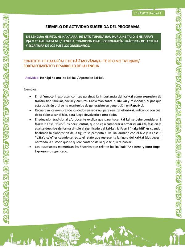 Actividad sugerida LC02 - Rapa Nui - U1 - N°09: Aprenden kai-kai.