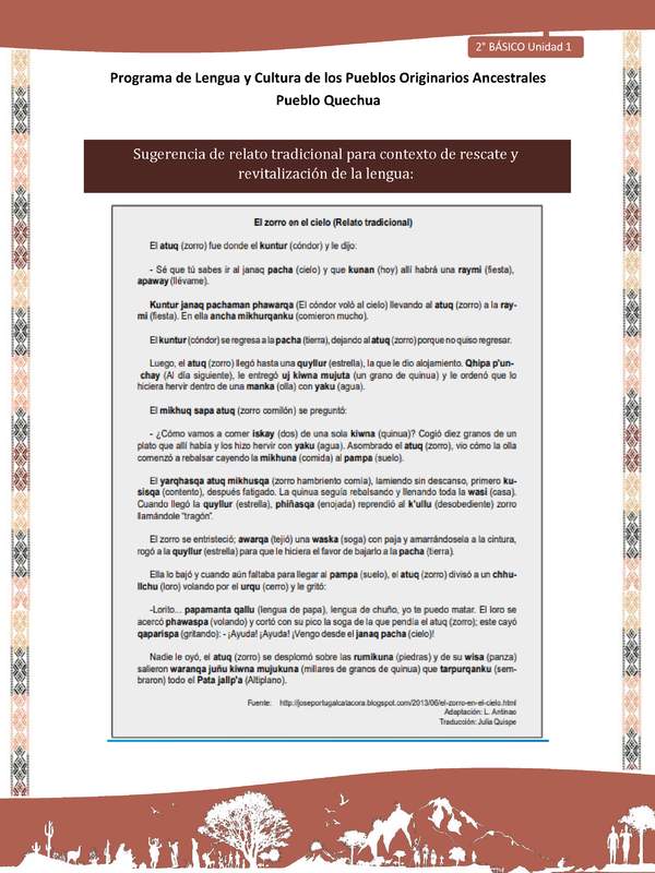 QUECHUA-LC02-U01-Orientaciones al docente - Relatos