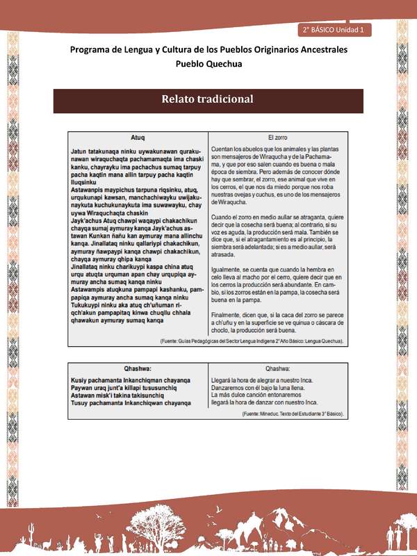 QUECHUA-LC02-U01-Orientaciones al docente - Relato tradicional El Zorro