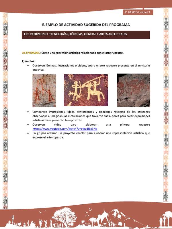 Actividad sugerida LC02 - Quechua - U3 - N°12: Crean una expresión artística relacionada con el arte rupestre.