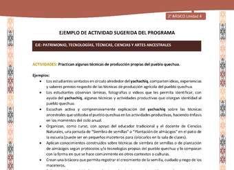 Actividad sugerida LC02 - Quechua - U4 - N°13: Practican algunas técnicas de producción propias del pueblo quechua.