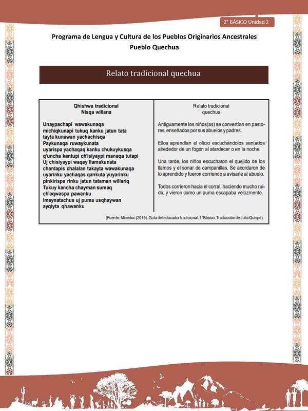 QUECHUA-LC02-U02-Orientaciones al docente - Relato tradicional quechua