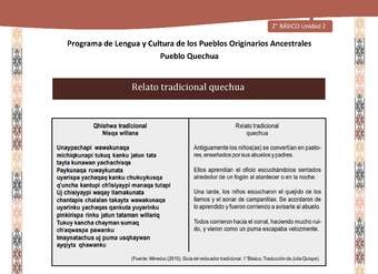 QUECHUA-LC02-U02-Orientaciones al docente - Relato tradicional quechua