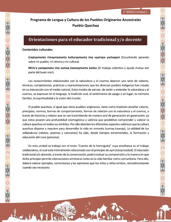 QUECHUA-LC02-U02-Orientaciones al docente - INTRODUCCIÓN