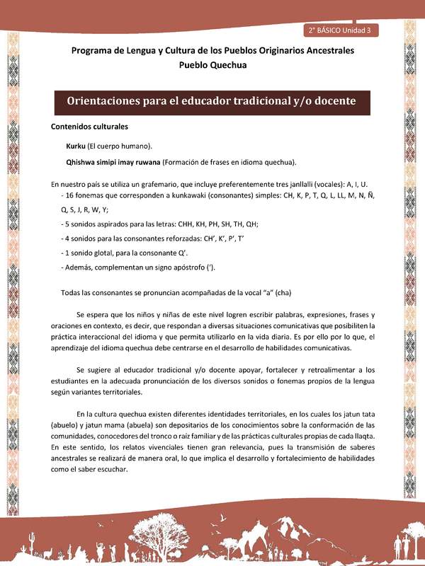 QUECHUA-LC02-U03-Orientaciones al docente - INTRODUCCIÓN
