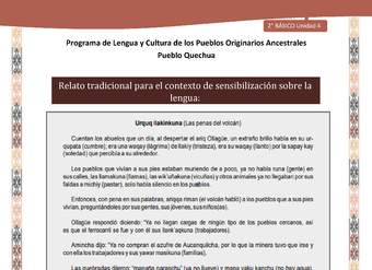 QUECHUA-LC02-U04-Orientaciones al docente - Relato Las penas del volcán
