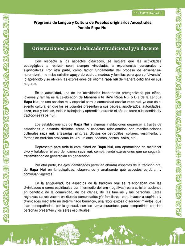 01-Orientaciones al docente - LC01-RAPANUI - U03 - INTRODUCCIÓN