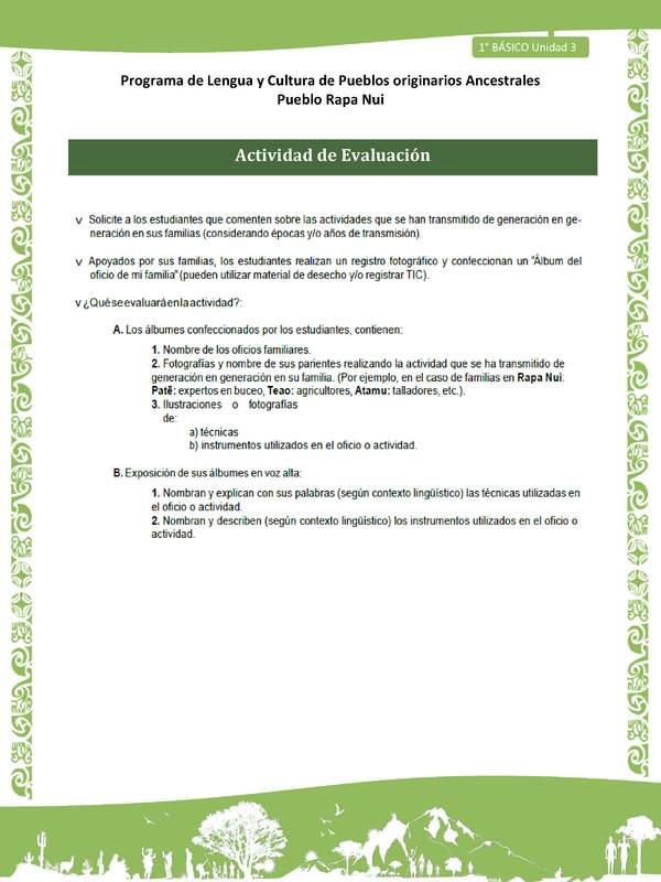 07-Orientaciones al docente - LC01-RAPANUI - U03 -  Actividad de Evaluación