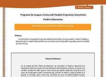 Orientaciones al docente - LC02 - Lickanantay - U1 - Relatos: Historia de flamencos