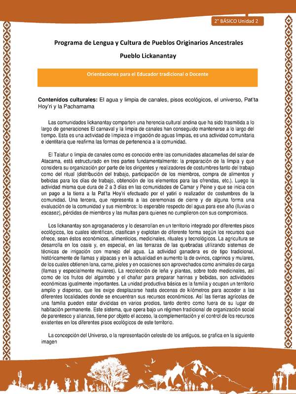 Orientaciones al docente - LC02 - Lickanantay - U2 - Contenidos culturales