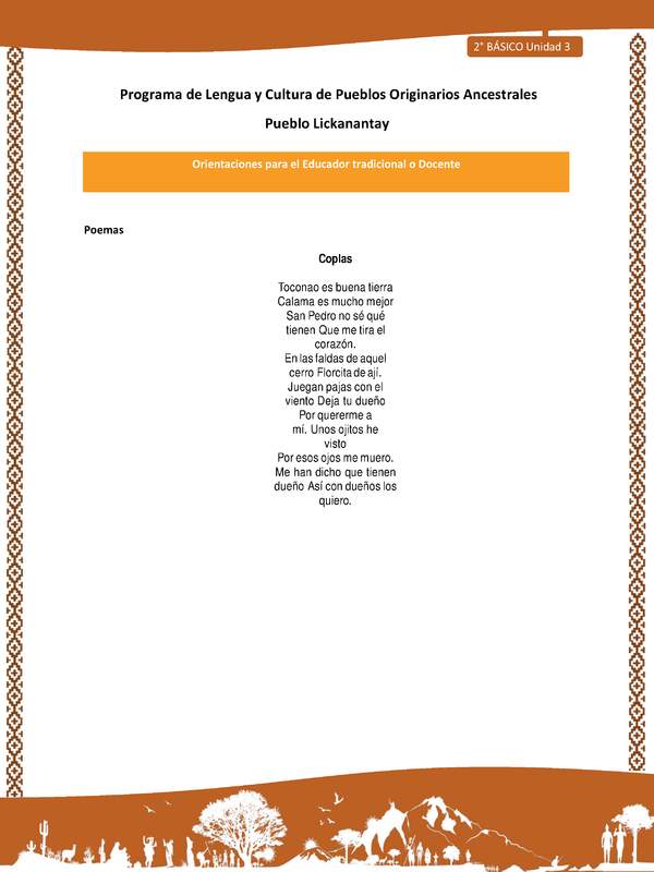 Orientaciones al docente - LC02 - Lickanantay - U3 - Ceremonias: Poemas