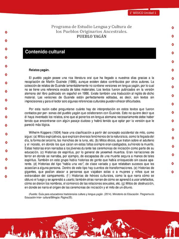 Orientacion para el educador - LC01 -YAG - Unidad 1 - Contenido Cultural