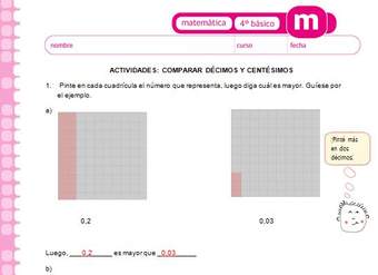 Comparar décimos centésimos milésimos